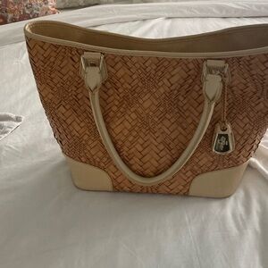 Cole Haan Tan and Cream Woven Tote
